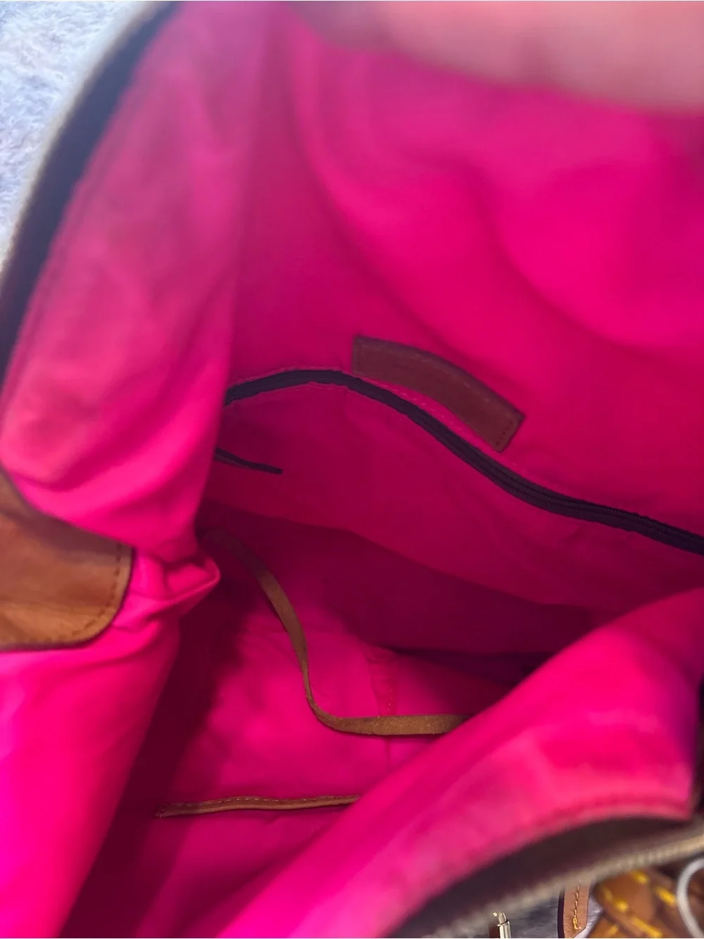 Dooney & Bourke Hot Pink Nylon Bag with Brown Leather Trim